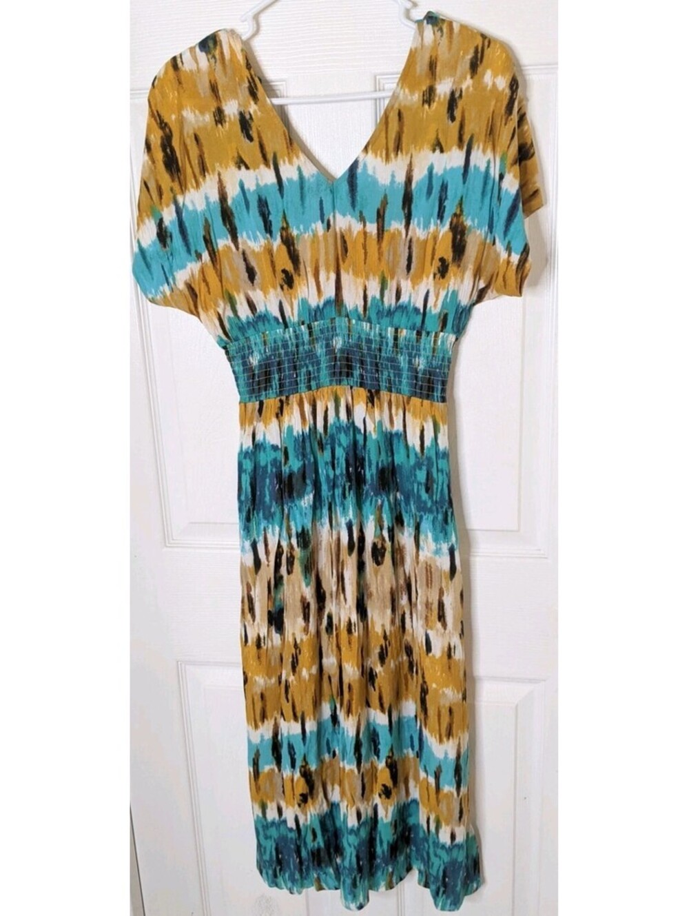 Bebop Tie Dye Women's Double V-neck Dress Elastic Waist Sz Small Lightweight
